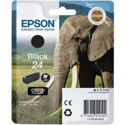 Cartouche noire éléphant Epson série 24 pour expresssion photo XP750 / XP850 (C13T24214012)