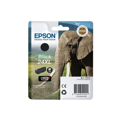 Cartouche noire XL éléphant Epson série 24 pour expresssion photo XP750 / XP850 (C13T24314012) 
