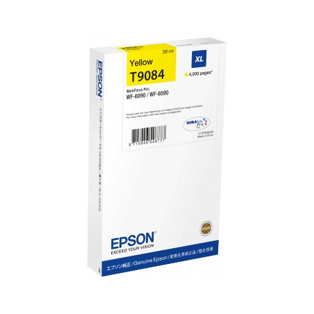 Cartouche Jaune XL Epson  Haute Capacité pour WorkForce pro WF 6590 / WF 6090 (T9084)