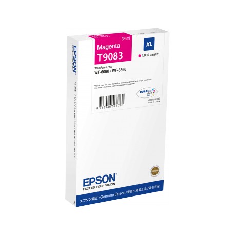 Cartouche Magenta XL Epson  Haute Capacité pour WorkForce pro WF 6590 / WF 6090 (T9083)