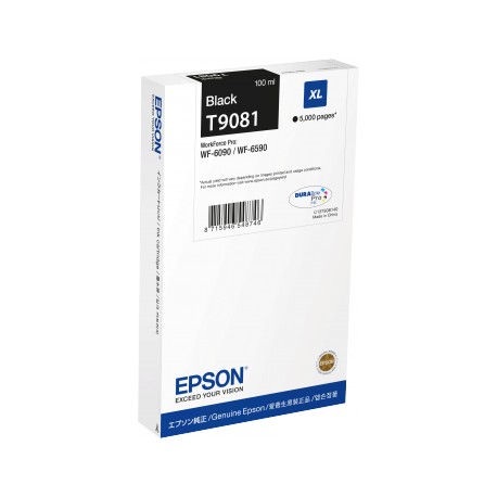 Cartouche Noire XL Epson Haute Capacité pour WorkForce pro WF 6590 / WF 6090 (T9081)