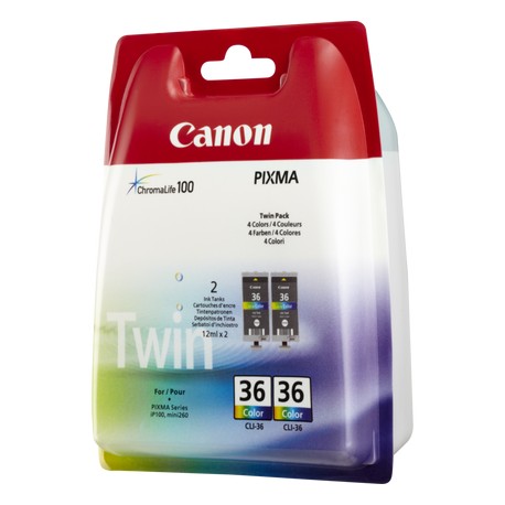 Pack de 2 Cartouches d'encre couleurs Canon CLI-36