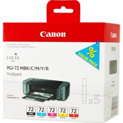 Multipack de 5 cartouches d'encre Canon PGI-72 MBK/C/M/Y/R
