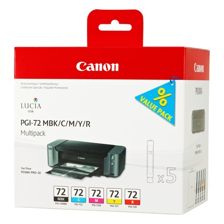 Multipack de 5 cartouches d'encre Canon PGI-72 MBK/C/M/Y/R