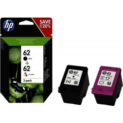 Pack de 2 cartouches pour HP Envy 5640/ Officejet 5740/ Envy 7640 (N°62)(J3M80AE)