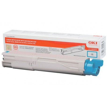 Toner cyan Oki haute capacité pour multifonction C3520MFP / C3530MFP / MC360MFP (43459371)