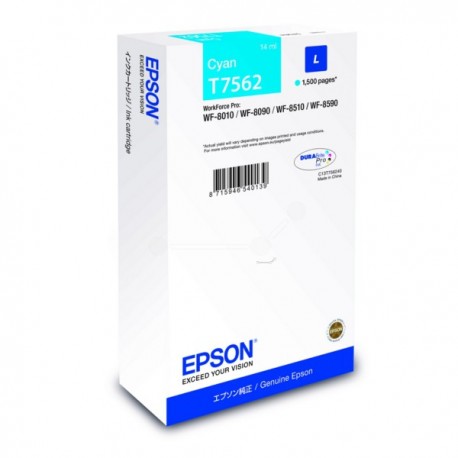 Cartouche d'encre cyan pour Epson WorkForce Pro WF-8010DW/ 8090DW ... (C13T75624N)