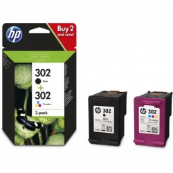 Pack de 2 Cartouches Jet d'encre N°302 (1 Noir + 1 Couleur) HP pour Imprimante Jet d'encre