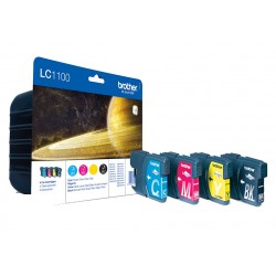 Cartouche jet d'encre Brother Cyan, Magenta, Jaune, Noir pour DCP-6690CW / MFC-6490CW (LC1100VALBP)