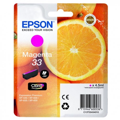 Cartouche Magenta Epson pour Expression Premium XP-630 / XP-830  ... (n°33 - orange) (C13T33434012)