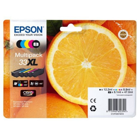 Multipack 5 couleurs Epson Haute Capacité pour Expression Premium XP-630 / XP-830  ... (n°33XL - orange)(C13T33574011)