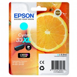 Cartouche Cyan Epson Haute Capacité pour Expression Premium XP-630 / XP-830  ... (n°33XL - orange) (C13T33624012)