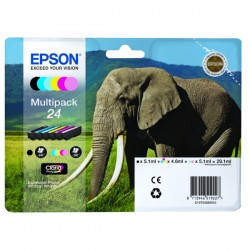 Multipack éléphant de 6 cartouches Epson série 24 pour expresssion photo XP750 / XP850 (C13T24284011)