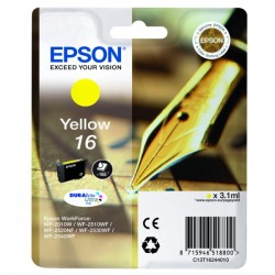 Cartouche jaune Epson pour WorkForce WF-2010w / WF-2520nf ... (n°16 - plume) (C13T16244012)