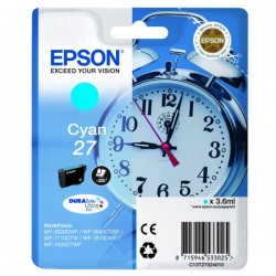 Cartouche d'encre cyan Epson pour WorkForce 3620/ 3640/7620DTWF .. (n°27) (réveil) (C13T27024012)