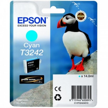 Cartouche Jet d'encre T3242 Cyan EPSON MACAREUX (14 ml) pour Imprimante SureColor SC-P400