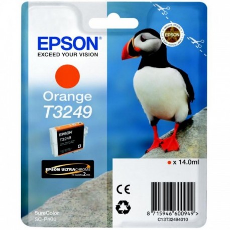 Cartouche Jet d'encre T3249 Orange EPSON MACAREUX  (14 ml) pour Imprimante SureColor SC-P400