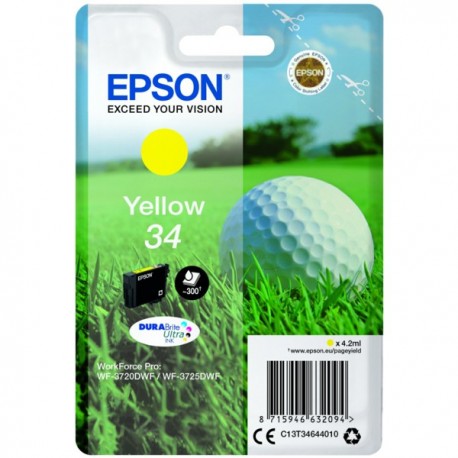 Cartouche d'encre Jaune Epson pour WorkForce 3720DWF/3725DWF .. (n°34) (balle de golf)