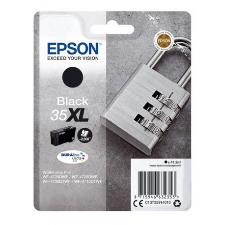 Cartouche d'encre Noire Haute capcité Epson pour WorkForce Pro 4720DWF .. (n°35XL) (Cadenas)