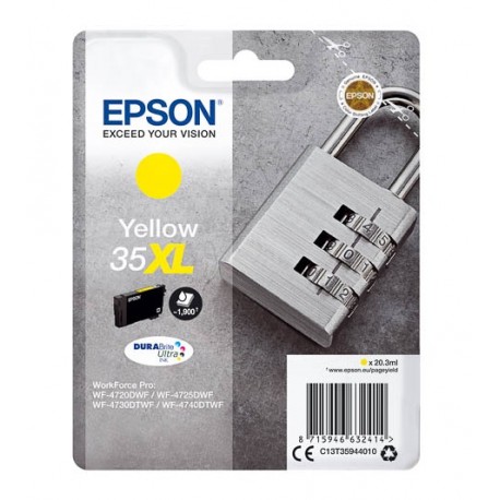 Cartouche d'encre Jaune Haute Capacité Epson pour WorkForce Pro 4720DWF .. (n°35XL) (Cadenas)