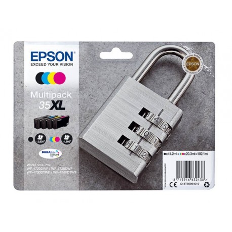 Pack de 4 Cartouches d'encre Haute Capacité Epson pour WorkForce Pro 4720DWF .. (n°35XL) (Cadenas)