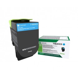 Toner Cyan, rendement élevé, LEXMARK Return Program pour imprimante CS417dn/ Multifonction CX417dn