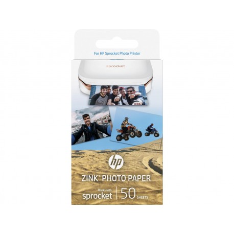 Papier photo HP Zero Ink (ZINK) Imprimer - 50,80 mm x 76,20 mm - 290 g/m² Grammage - Brillant - 50 Feuilles 