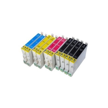 Pack de 10 Cartouches génériques pour Epson Stylus DX6050 / 4000 / 5000... ( 4BK/2C/2M/2Y )