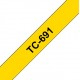 Ruban thermique en cassette 9mm Brother TC691 noir sur jaune