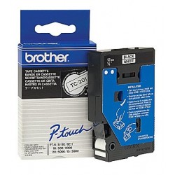 Ruban thermique en cassette 12mm Brother TC-201 12mm noir sur blanc