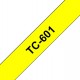 Ruban thermique en cassette 12mm Brother TC-601 Noir sur Jaune