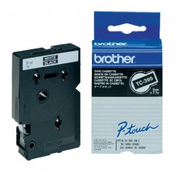 Ruban thermique en cassette 9mm Brother TC-395 Blanc sur Noir
