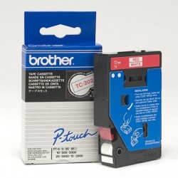 Ruban thermique en cassette 12mm Brother TC-202 Rouge sur Blanc