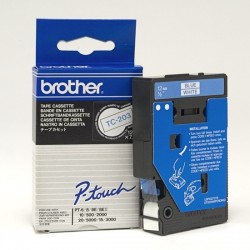 Ruban thermique en cassette 12mm Brother TC-203 Bleu sur Blanc