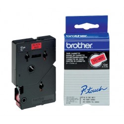 Ruban thermique en cassette 12mm Brother TC-401 Noir sur Rouge