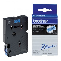 Ruban thermique en cassette 12mm BrotherTC-501 Noir sur Bleu