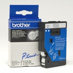 Ruban thermique en cassette 9mm Brother TC195 blanc sur transparent