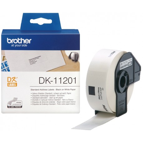 Rouleau d'étiquettes DK-11201 Brother original – Noir sur blanc, 29 x 90 mm pour QL500