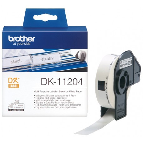Rouleau d'étiquettes DK-11204 Brother original – Noir sur blanc, 17 x 54 mm pour QL500