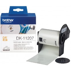 Rouleau d'étiquettes pour CD/DVD DK-11207 Brother original – Noir sur blanc, 58 mm de diamètre pour QL500