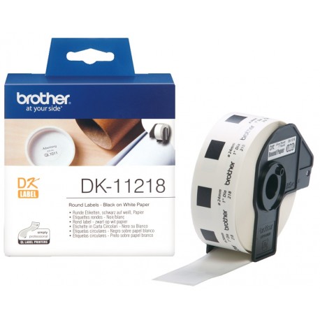 Rouleau d'étiquettes DK-11218 Brother original – Noir sur blanc, 24 mm de diamètre pour QL500