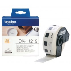 Rouleau d'étiquettes DK-11219 Brother original – Noir sur blanc, 12 mm de diamètre pour QL500