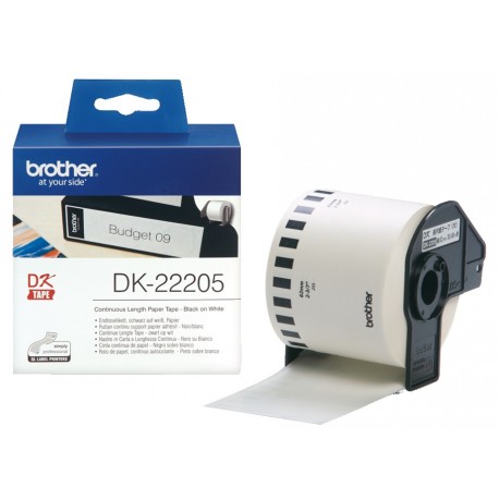 Rouleau de papier continu DK-22205 Brother original – Noir sur blanc, 62 mm de large pour QL500