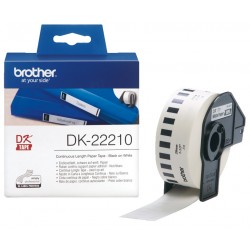 Rouleau de papier continu DK-22210 Brother original – Noir sur blanc, 29 mm de large pour QL500