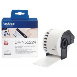 Rouleau de papier continu sans adhésif DK-N55224 Brother original – Noir sur blanc, 54 mm pour QL500