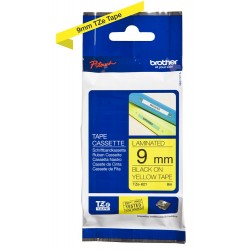 Cassette à ruban Brother pour étiqueteuse Noir sur jaune (TZ-621) 9mm