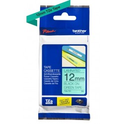 Cassette à ruban Brother pour étiqueteuse Noir sur vert (TZ-731) 12mm