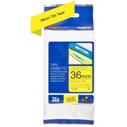 Cassette à ruban Brother pour étiqueteuse Noir sur jaune (TZ-161)  36mm
