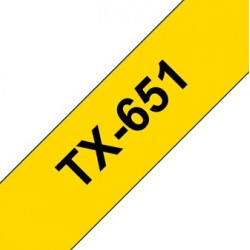 Ruban pour étiqueteuse Brother TX-651 – Noir sur jaune, 24 mm