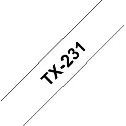 Cassette à ruban pour étiqueteuse Brother TX-231 – Noir sur blanc, 12 mm 